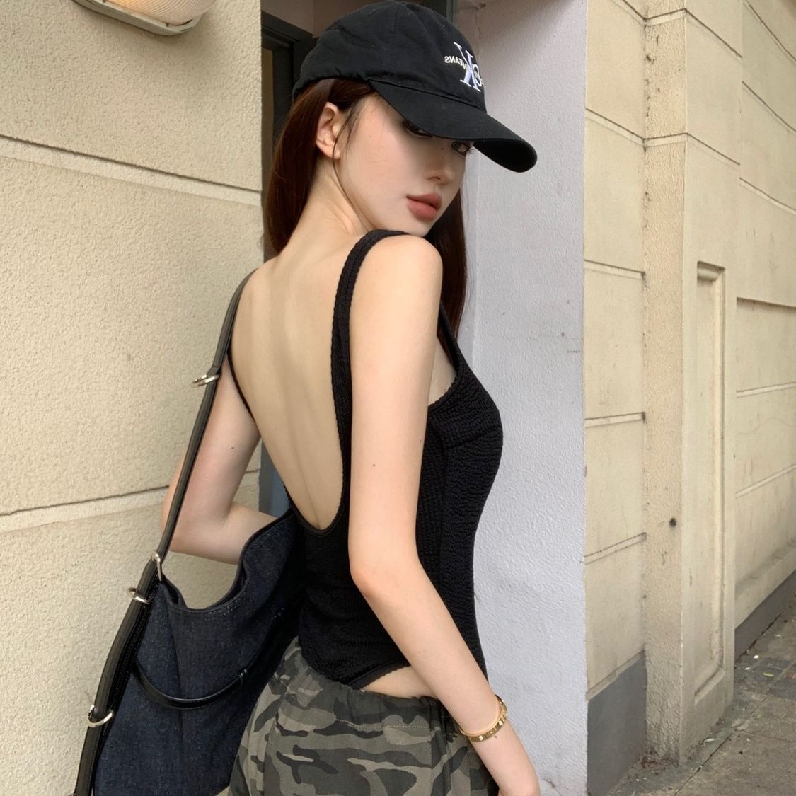 Preto com tiras bodysuit sexy  - Suspender Tank Top avaliação e preço